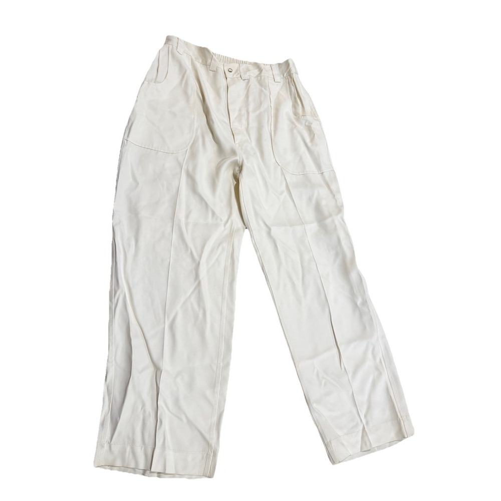 JEAN PAUL GAULTIER Cream Rayon Wide Leg Utility‎ Cargo  Pants S m L Pockets